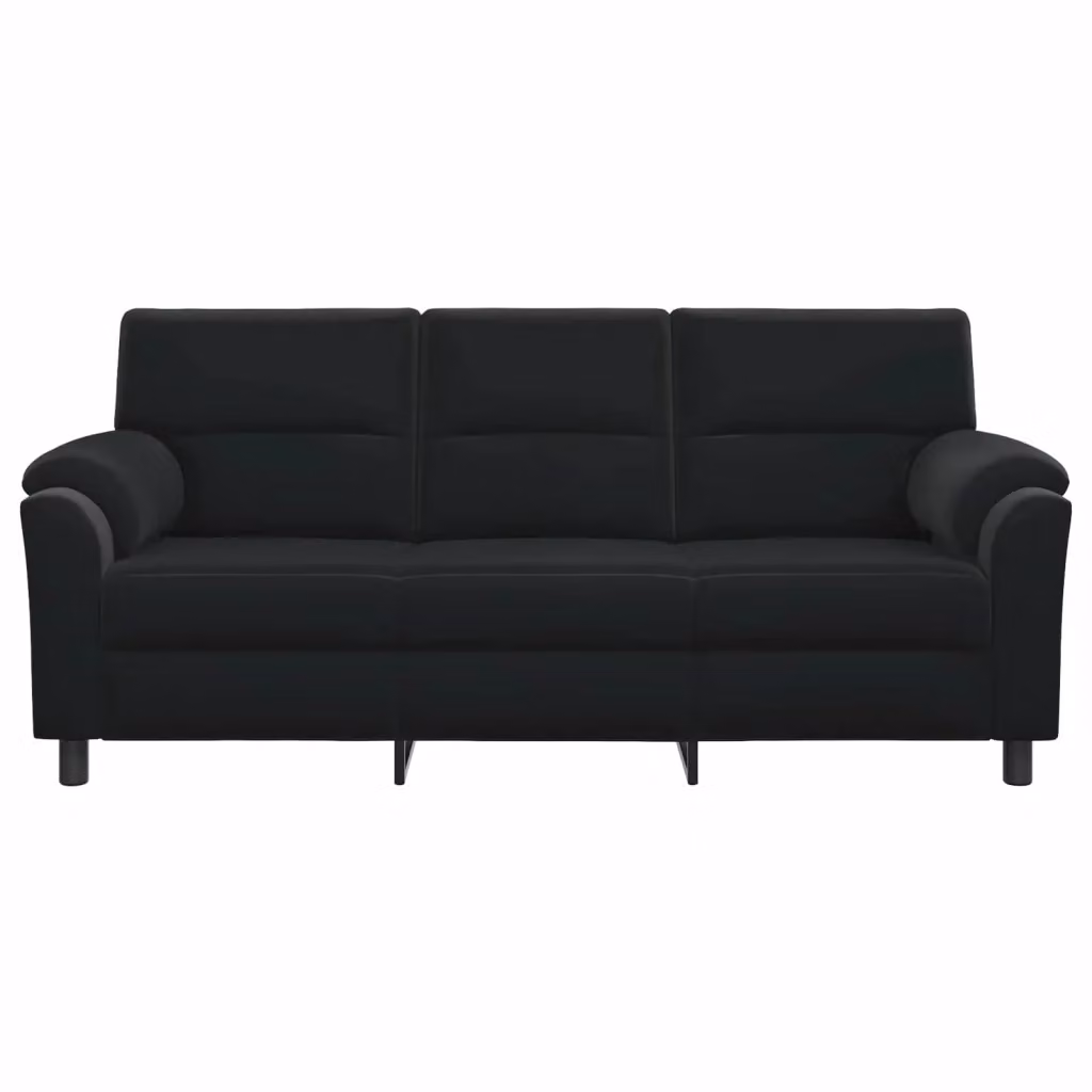 Divano moderno in velluto nero vidaXL con coperture rimovibili L: 214 cm, P: 85 cm, H: 93 cm – 2