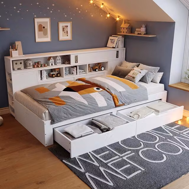 Letto giorno-Xylo-140x190cm multifunzione cassetti armadio bianco