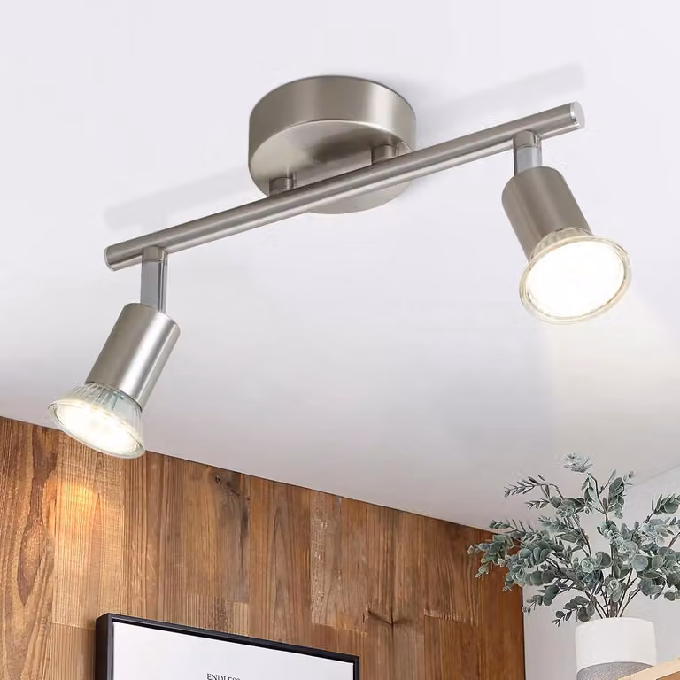 ZMH LED faretto da soffitto 2 fiamme corridoio plafoniera moderna lampada da soffitto GU10 spot da soffitto orientabile 350°faro girevole corridoio lampada acciaio inox soggiorno camera da letto senza lampadina