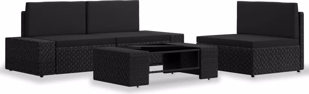 Maison Exclusive - Set da giardino da 4 pezzi in rattan sintetico nero