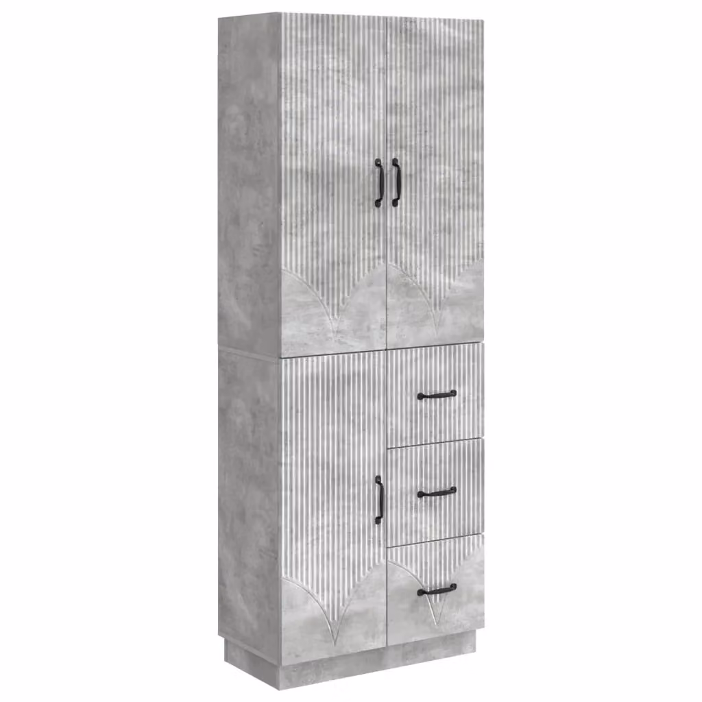 Set di 2 armadi moderni vidaXL in MDF grigio con ante a battente e cassetti – 2