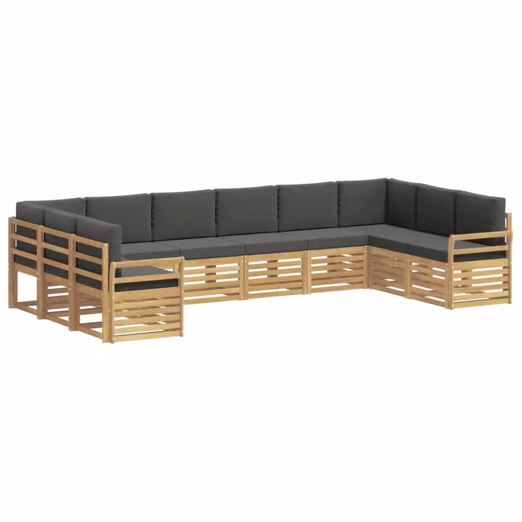 Set di divani da esterno a L vidaXL in legno di acacia con cuscini, Bianco e Antracite – 2