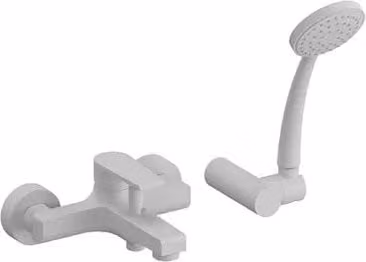 Miscelatore per vasca a leva singola Mariani serie Artic bianco opaco con kit doccia incluso