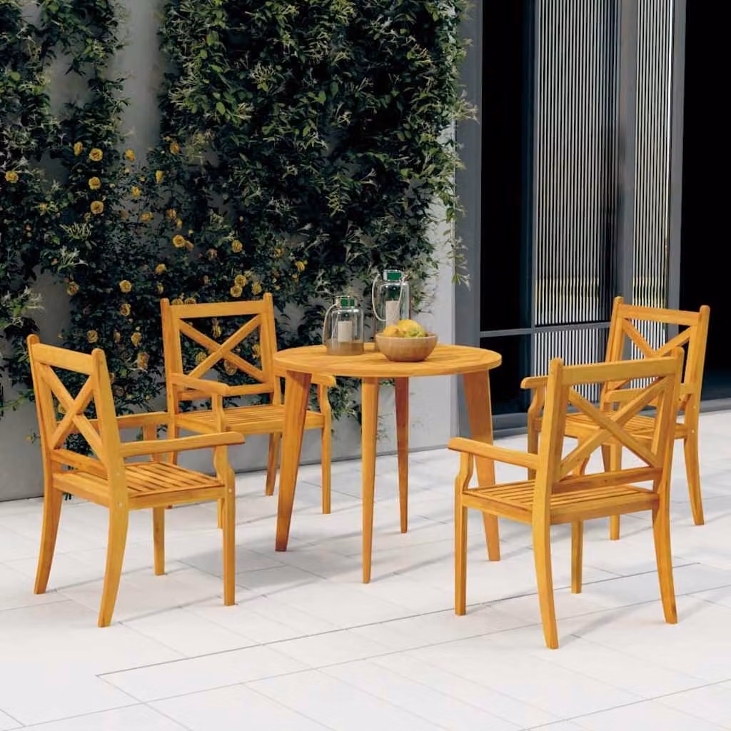 Set da pranzo da giardino vidaXL in legno di acacia massello marrone, 5 pezzi – 1