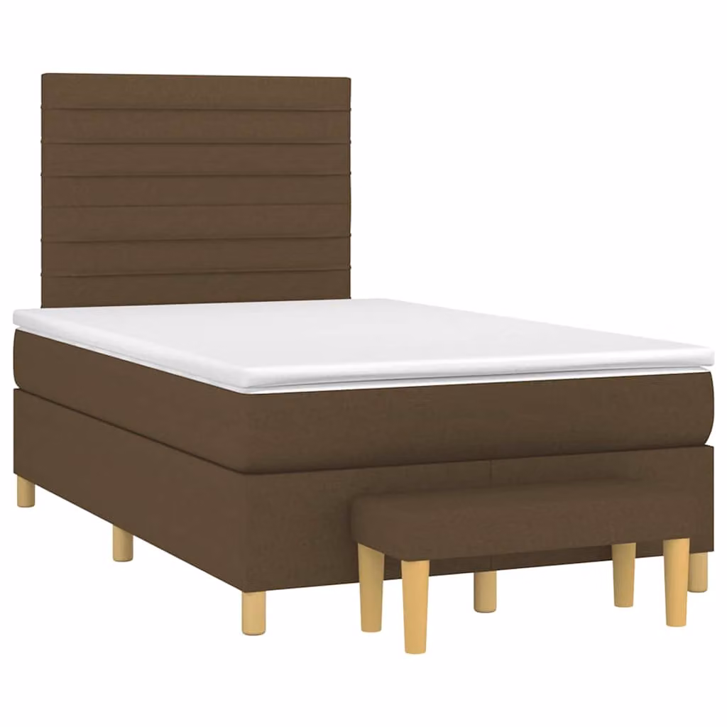 Giroletto a Molle con Materasso vidaXL in Legno e Tessuto Marrone e Bianco L/P/H: 120 x 200 x 193 cm