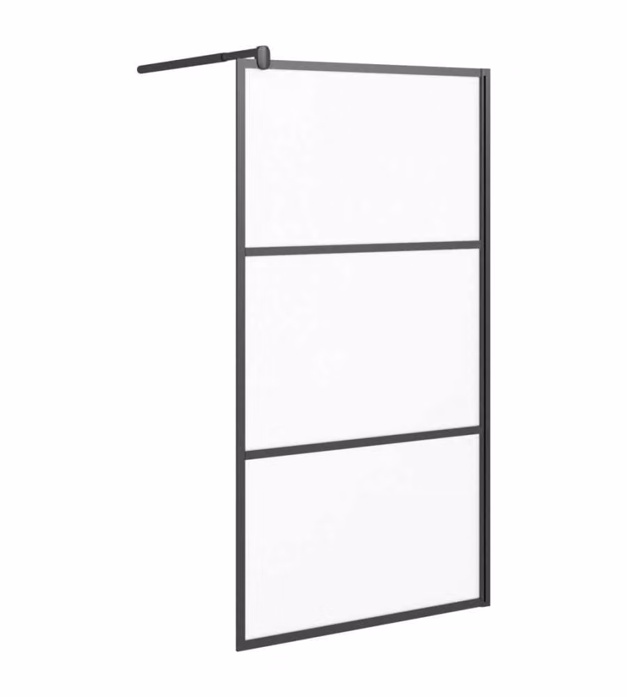 Parete Doccia Walk in vidaXL in Vetro Smerigliato ESG, L: 100 cm, H: 195 cm, Nero – 2