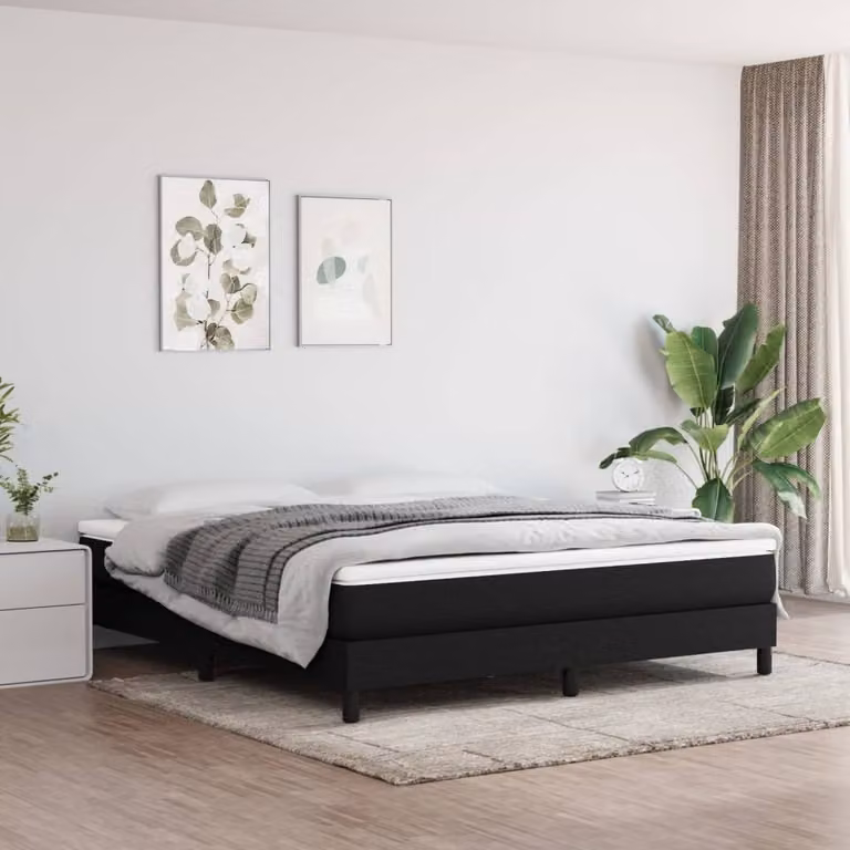 The Living Store Letto Boxspring nero 180x200 cm tessuto