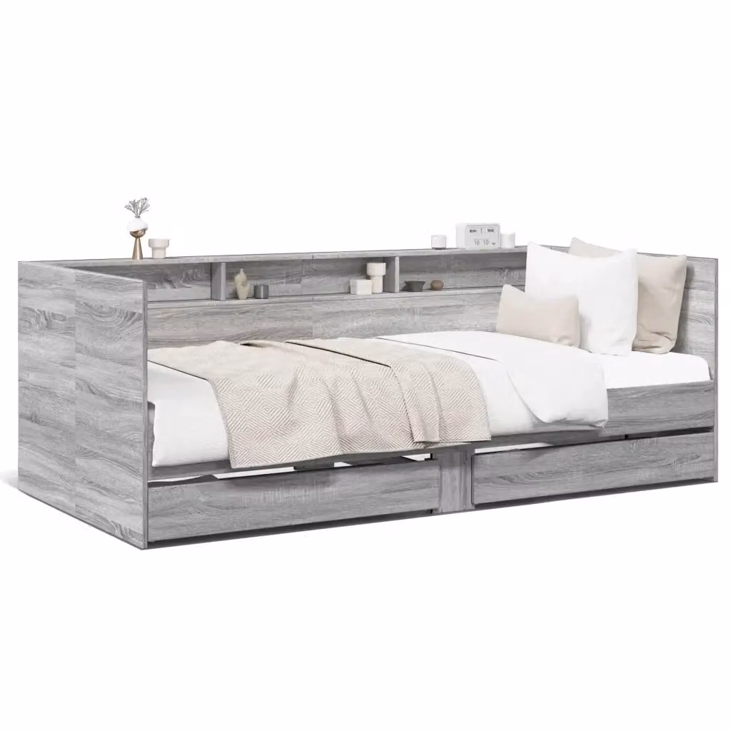 Divano Letto vidaXL con Cassetti in Legno Grigio, L/P/H: 193 x 90 x 73 cm – 2