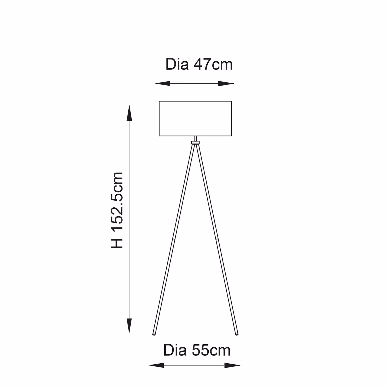 Lampada da terra Tri | 1 lampadina | 60 W E27 | Metallo/tessuto