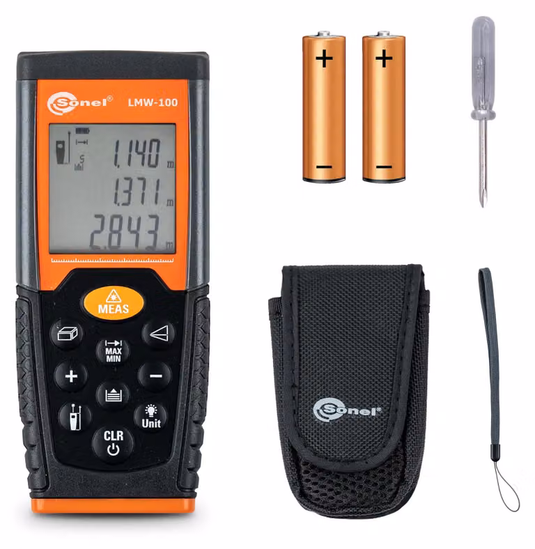 SONEL Misuratore laser professionale LMW-100, grado di protezione IP 54, campo di misurazione da 0,05 a 100 metri