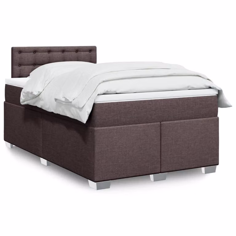 vidaXL Giroletto a Molle con Materasso Ibrido in Tessuto Marrone e Bianco L/P/H: 120 x 200 x 190 cm