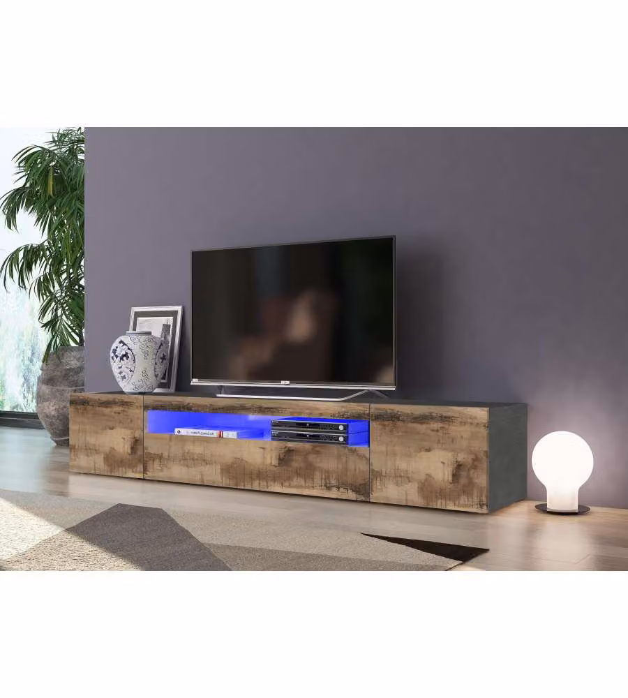 Porta Tv 2 Ante + Anta Ribalta Daiquiri Ardesia E Acero Pereira