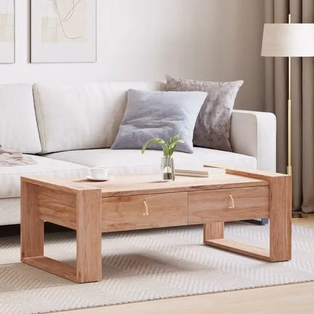 Tavolino da salotto rettangolare vidaXL in legno massello di teak marrone L: 110 cm, P: 60 cm, H: 40 cm