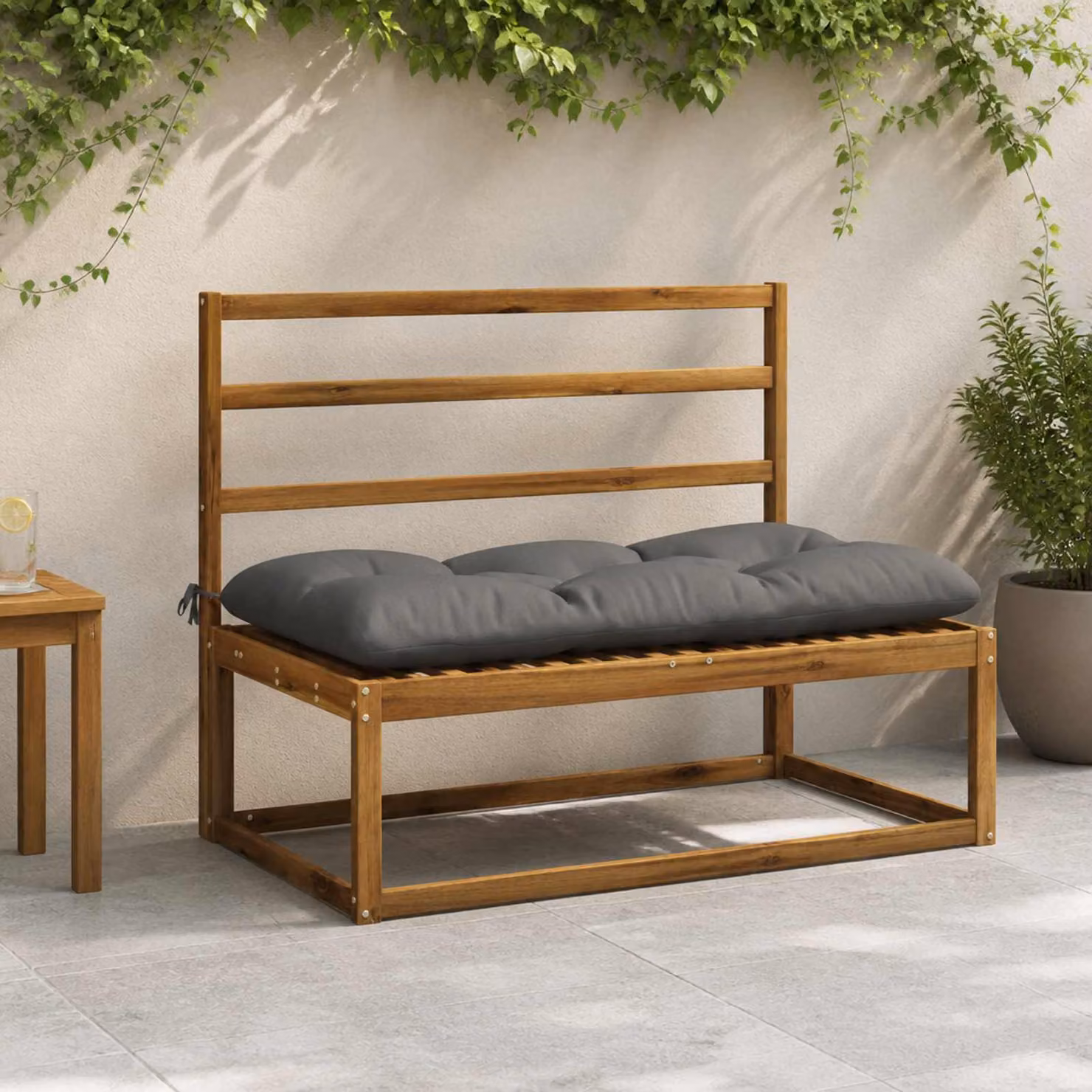 Set di 2 cuscini per panchina vidaXL VIANEN in poliestere grigio con imbottitura in schiuma e coperture lavabili