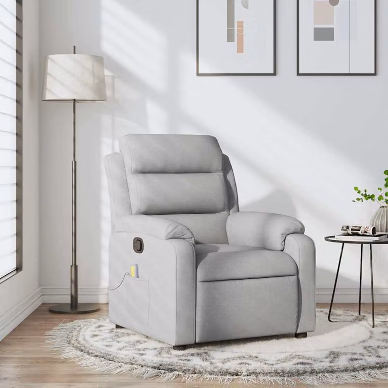 vidaXL Poltrona reclinabile relax moderna in tessuto grigio con braccioli