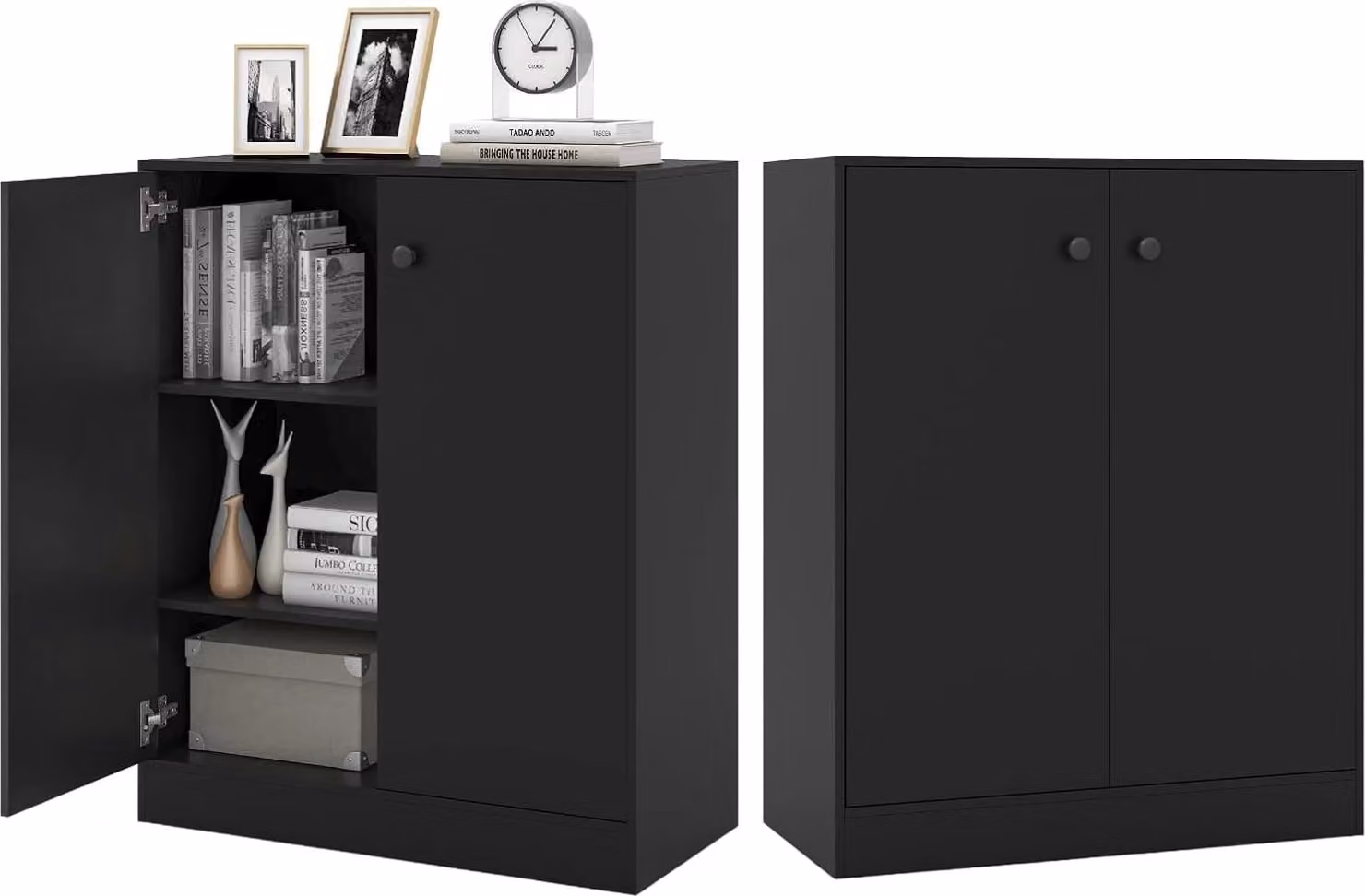 Credenza KOMFOTTEU a 2 ante, credenza buffet con protezione antiribaltamento, cassettiera laterale per soggiorno, sala da pranzo, camera da letto, ingresso, 72 x 34 x 85,5 cm (nero)