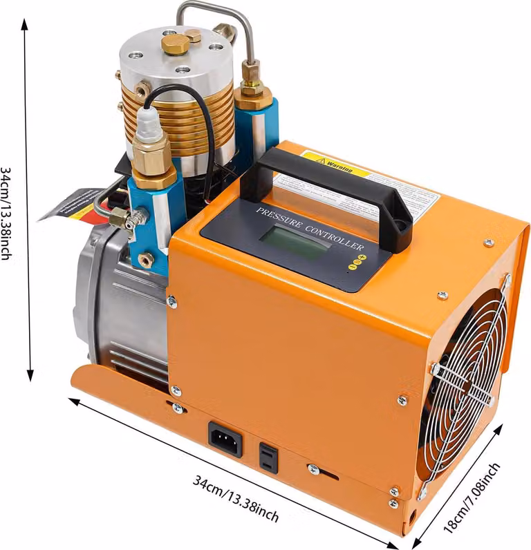 Compressore d'aria elettrico ad alta pressione PCP, 1800 W, silenzioso, motore con filo di rame, 2800 giri/min, spina UE, arancione