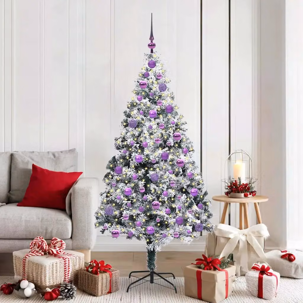Albero di Natale artificiale vidaXL con luci LED bianco e verde, Altezza: 180 cm, Diametro: 115 cm