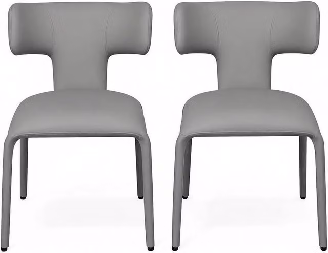 Sedia da pranzo 53x53x78 cm in similpelle grigia set da 2 ergonomica