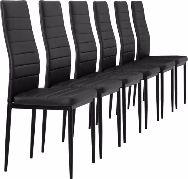 Set di 6 sedie da sala da pranzo moderne en.casa in similpelle nera con struttura in metallo – 1