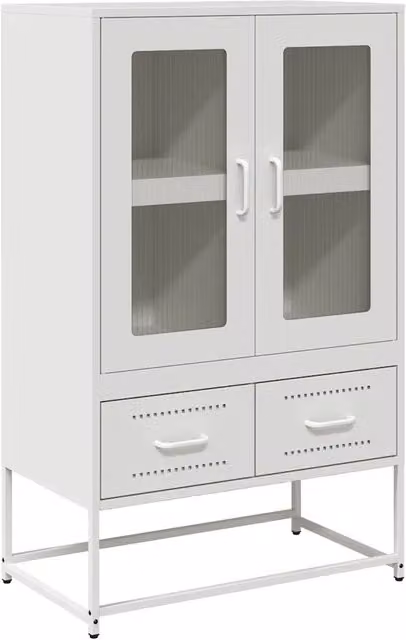 Credenza moderna bianca in metallo per sala da pranzo L 68 cm, P 39 cm, H 111,5 cm