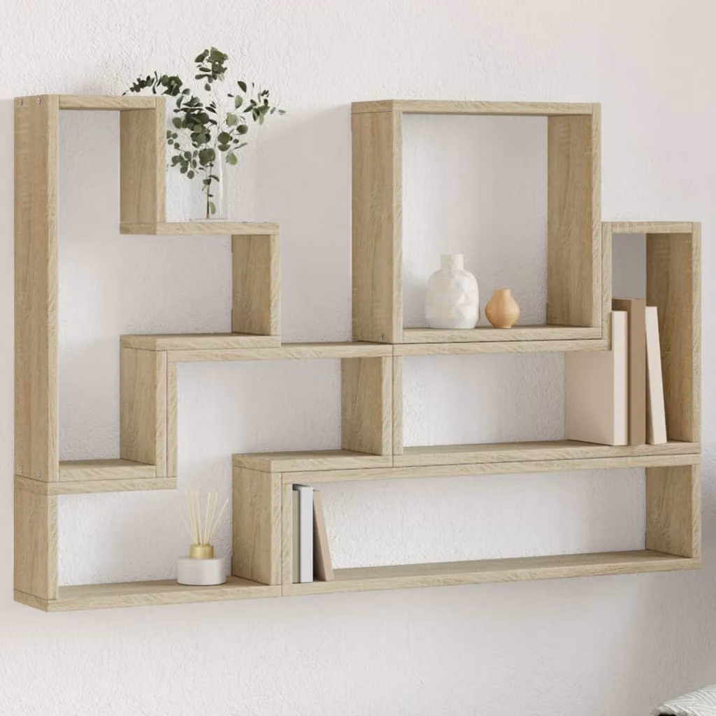 Scaffale a Parete Moderno vidaXL in Legno Multistrato e MDF, Colore Beige/Marrone, L: 96 cm, P: 12 cm, H: 64 cm