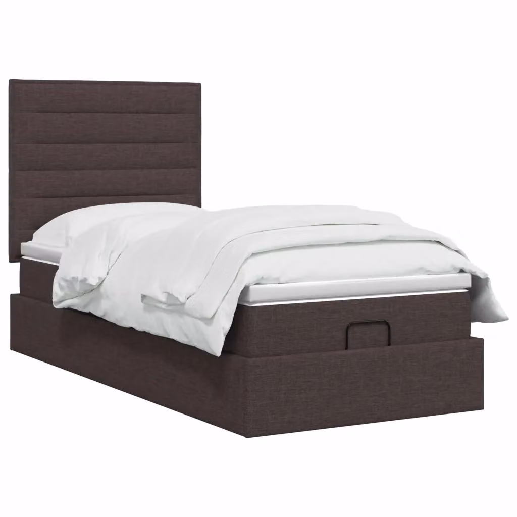 Letto ottomano con contenitore e materasso vidaXL in tessuto marrone L 90 x P 190 cm – 2
