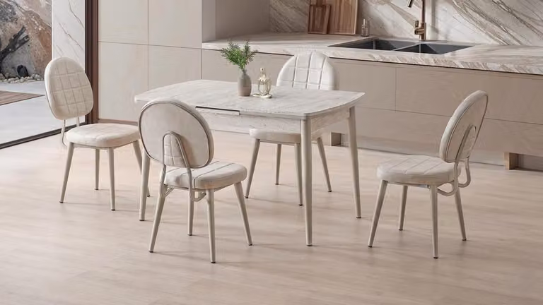 Set da pranzo: tavolo da pranzo con 4 sedie, comodo, moderno e confortevole