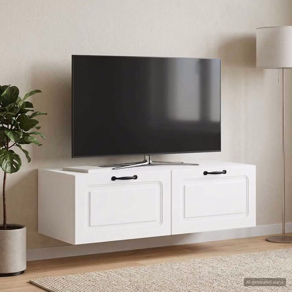 vidaXL Mobile Porta TV da Muro Bianco Moderno in MDF L/P/H: 98 x 41 x 30 cm