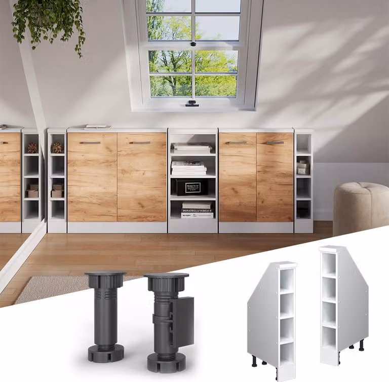 Mobile cucina sottotetto Vicco R-Line Bianco 15 cm con 4 scomparti, Model 58281