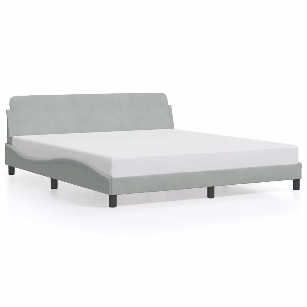 Letto con giroletto Dover vidaXL in velluto grigio L 180 cm x P 200 cm x H 185 cm – 2