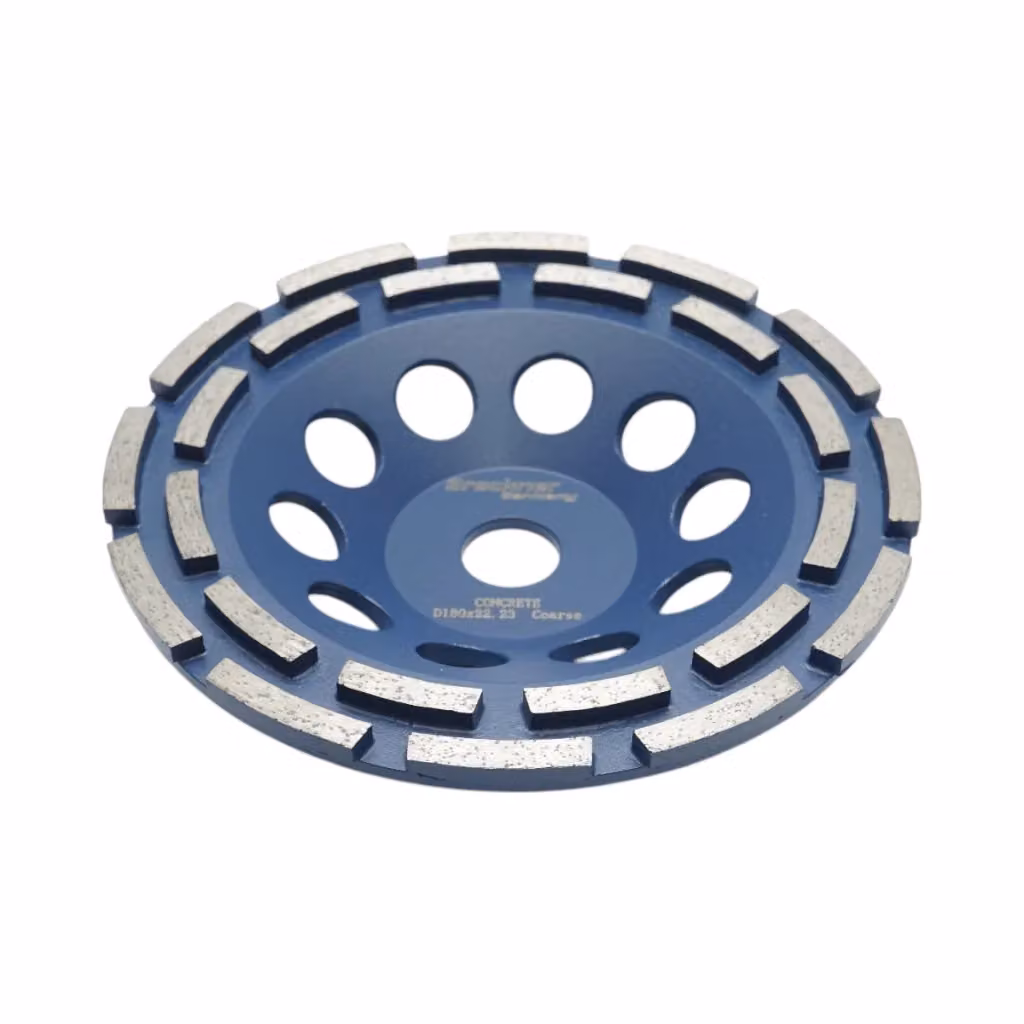 Disco diamantato a tazza segmentato Breckner Germany per levigatura di calcestruzzo, pietra e mosaico, doppia fila, L: 180 mm, foro: 22,23 mm – 2