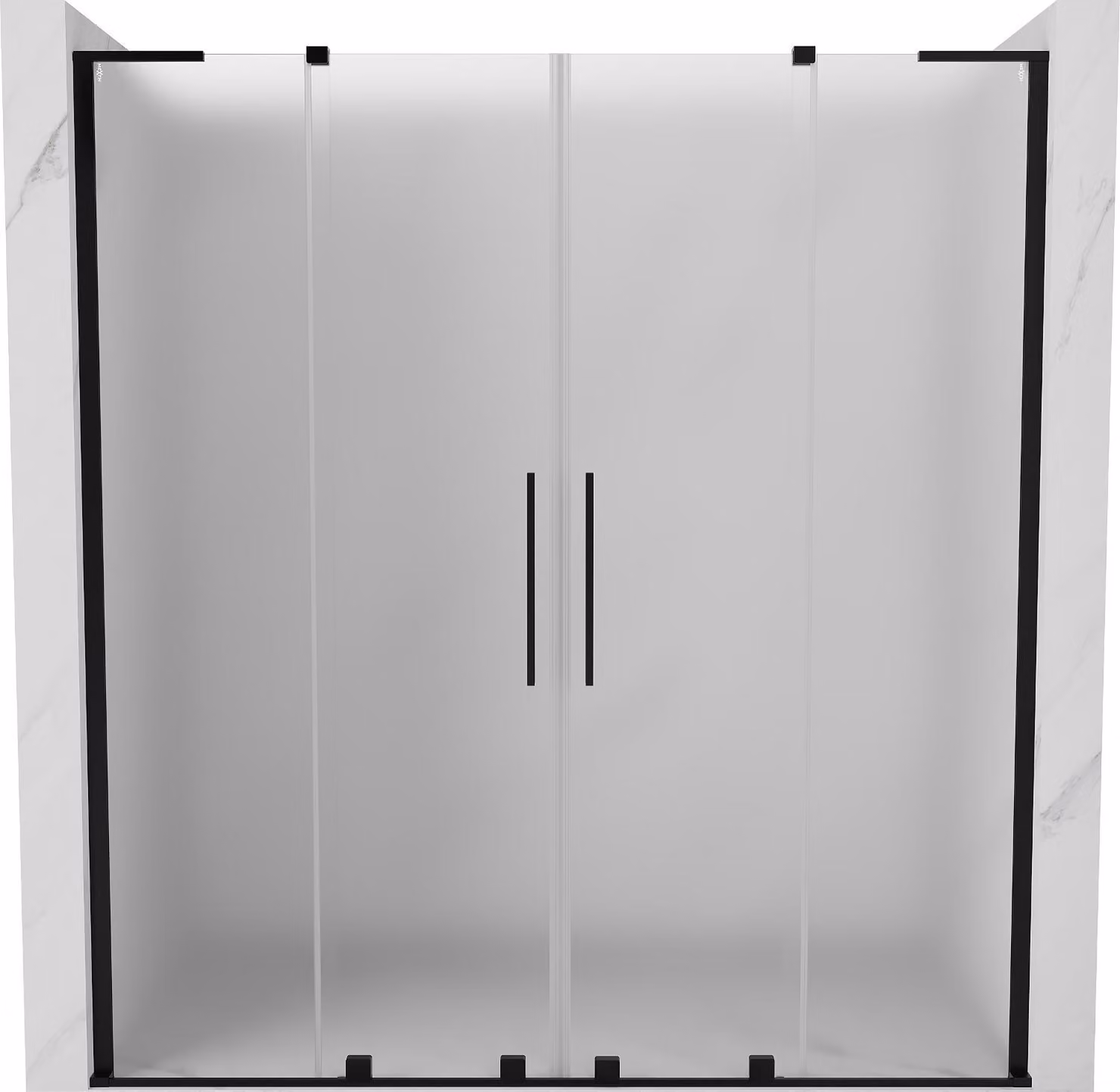 Mexen Velar L Duo porta doccia scorrevole 200 cm, smerigliato, nero - 871-200-003-32-70