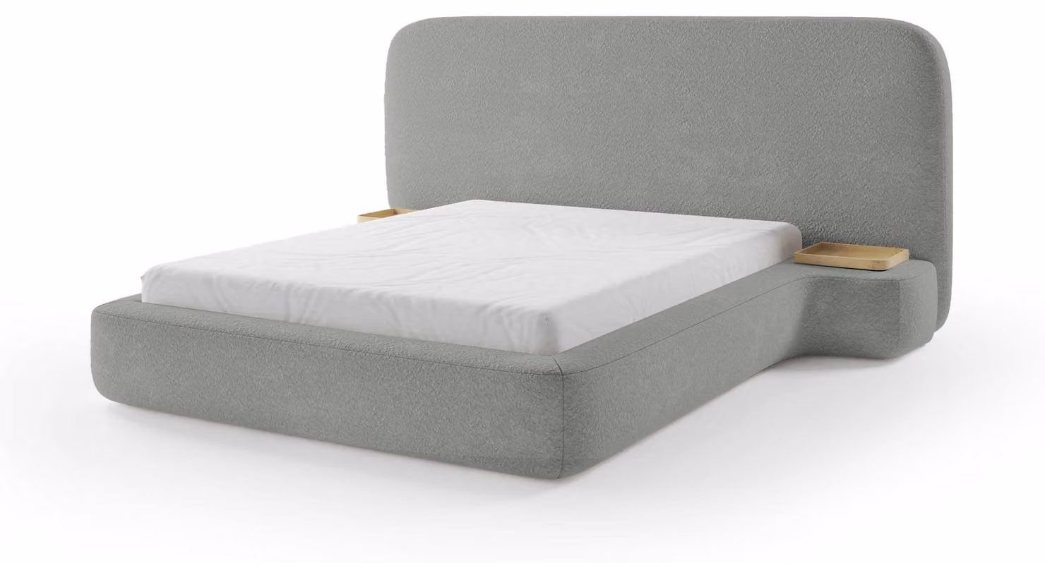Letto imbottito Genz, colore grigio acciaio, dimensioni 140 x 200 cm