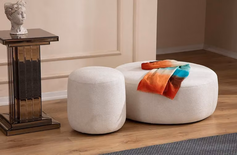 Luxus Polster Hocker Rundhocker Sitzmöbel Designer Stilvolle Möbel