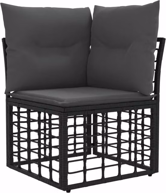 Set di divani da esterno 5 pz | Set Salotto da Giardino Nero e Grigio scuro Poliestere
