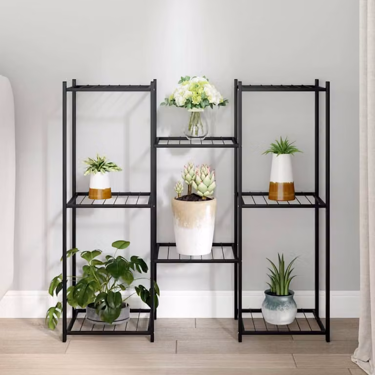 vidaXL Portafiori Moderno in Metallo Nero Opaco L: 83 cm, P: 25 cm, H: 80 cm