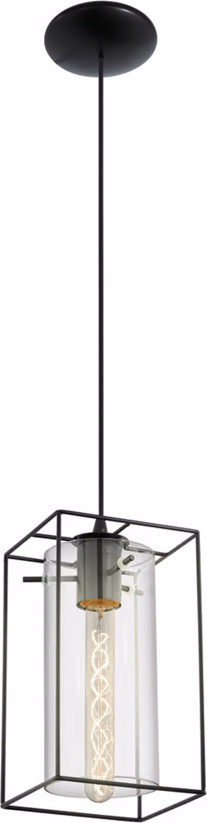 Lampadario Industrial Loncino 1 Luce Acciaio Nero