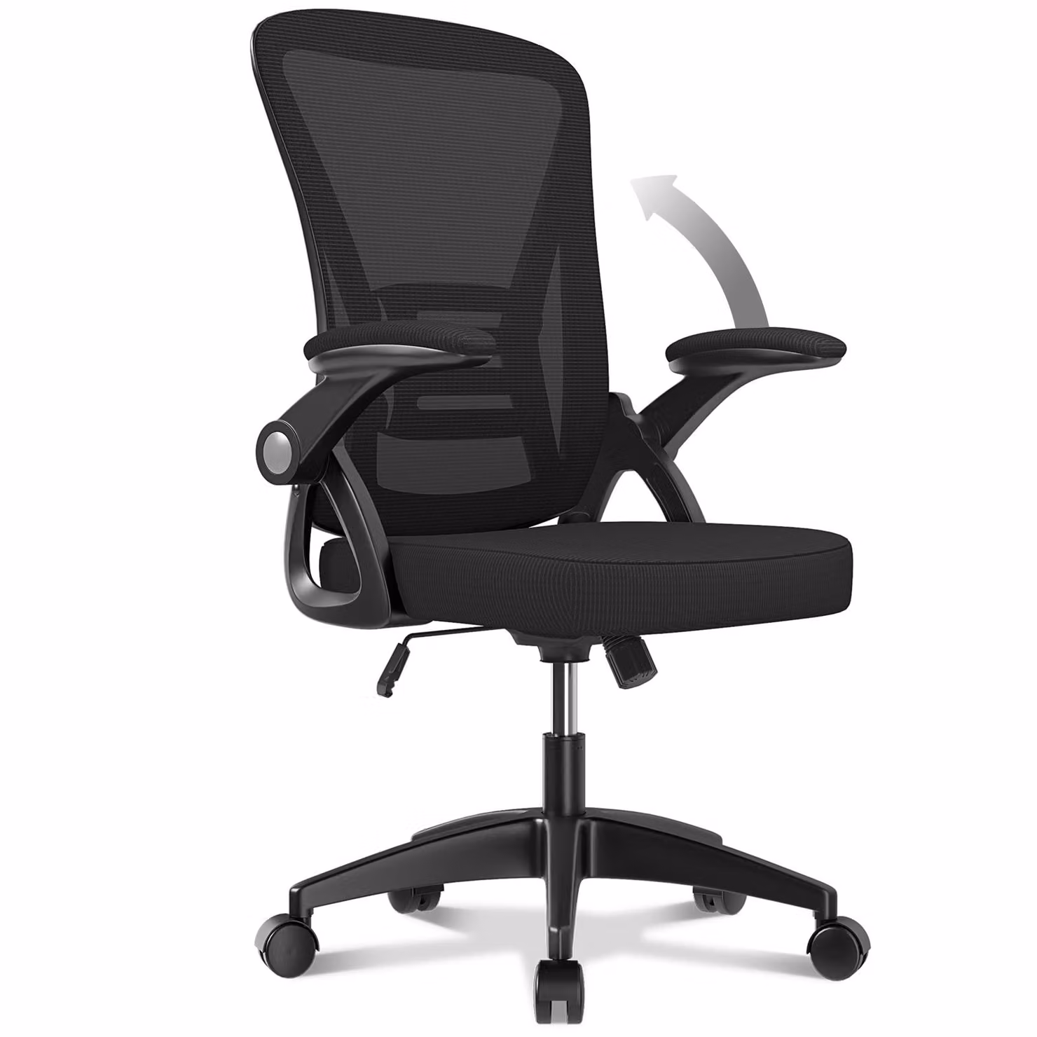 Sedia da ufficio - sedile ergonomico Naspaluro - poltrona con bracciolo ribaltabile a 90° - supporto lombare - regolabile in altezza
