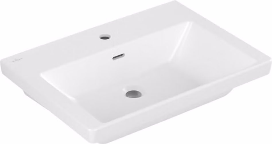 Villeroy & Boch Subway 3.0, lavabo rectangulaire, 1 trou pour robinetterie, avec trop-plein, compatible avec robinetterie 3 trous, 650x470mm, 4A7065RW, 4A7065RW