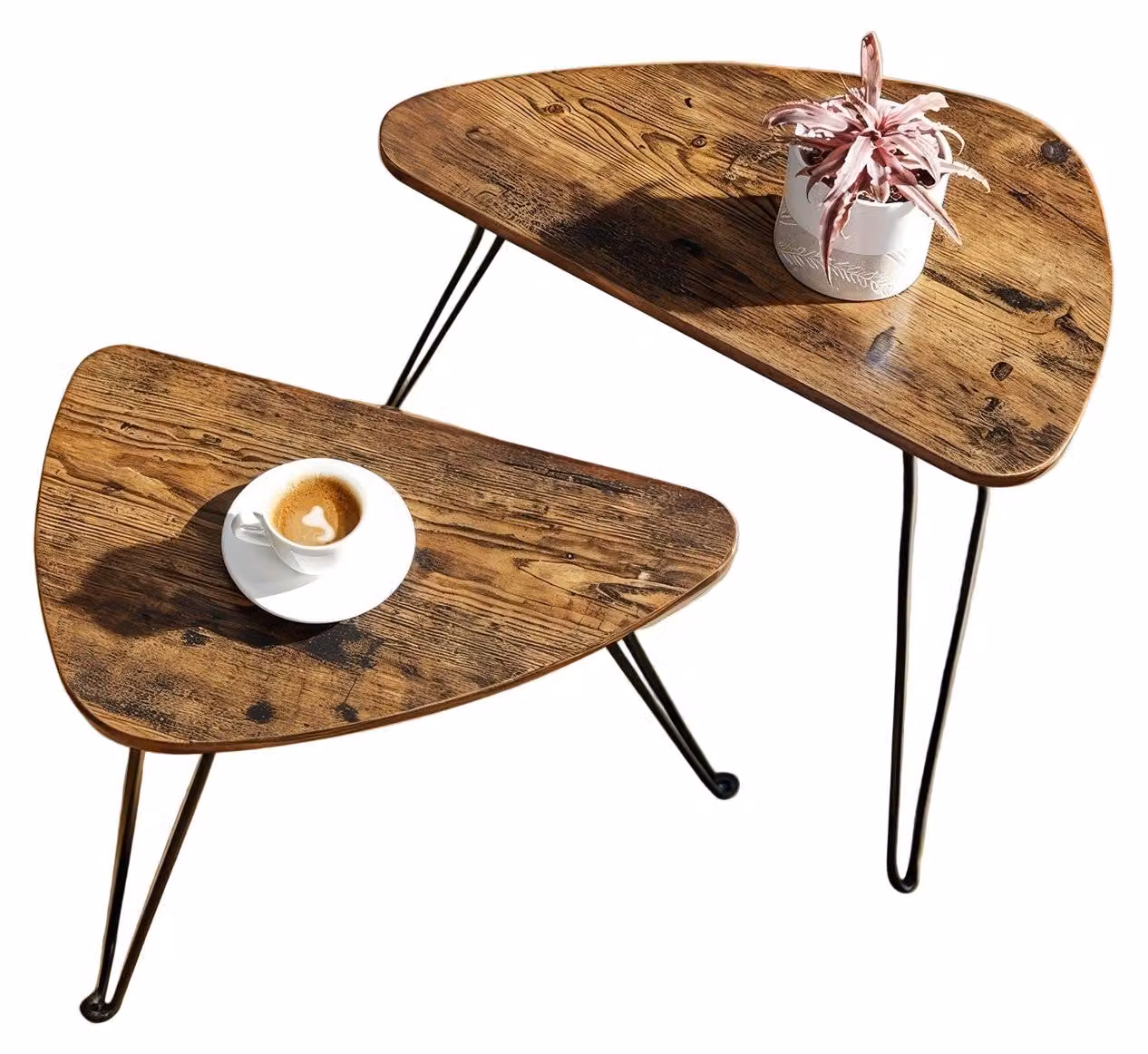 Set di due tavolini da caffè, marrone e nero - Tavolini laterali - Dimensioni: 60x38x47,5 cm e 52x31,5x42,5 cm