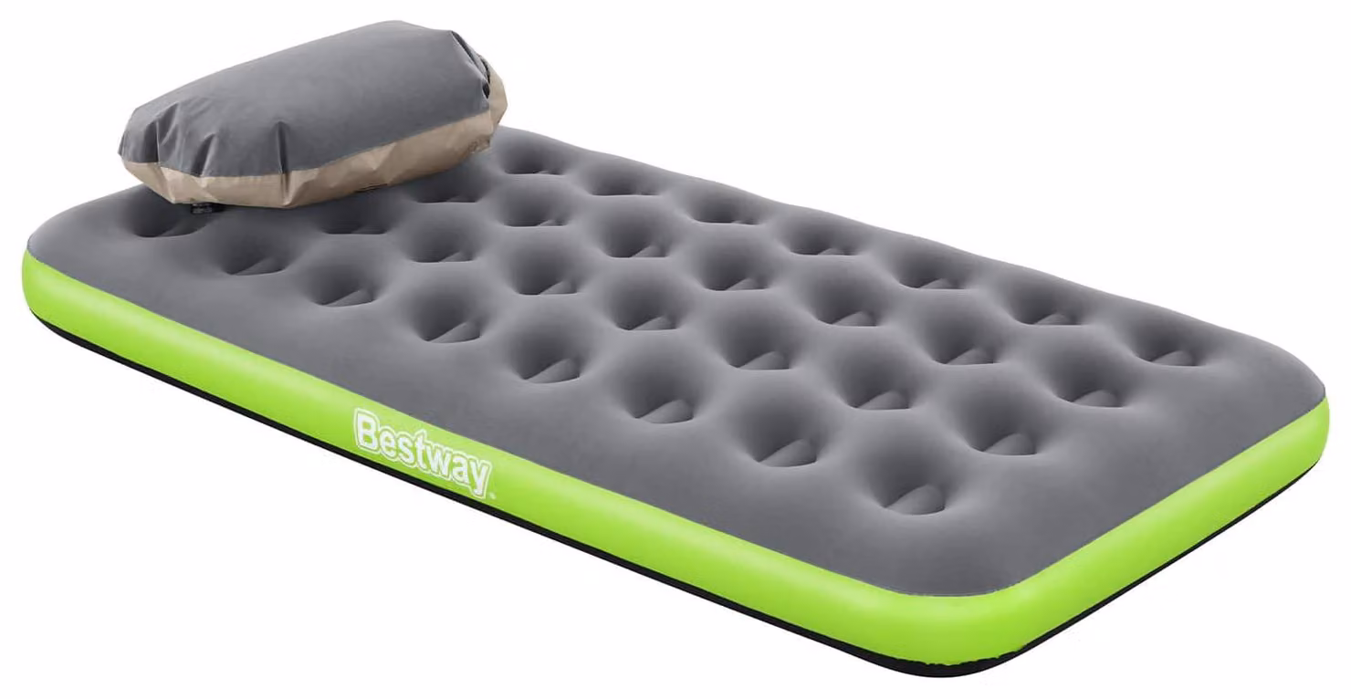 Materassino gonfiabile Bestway, per 1 persona, dimensioni 188 x 99 x 22 cm, colore grigio e verde