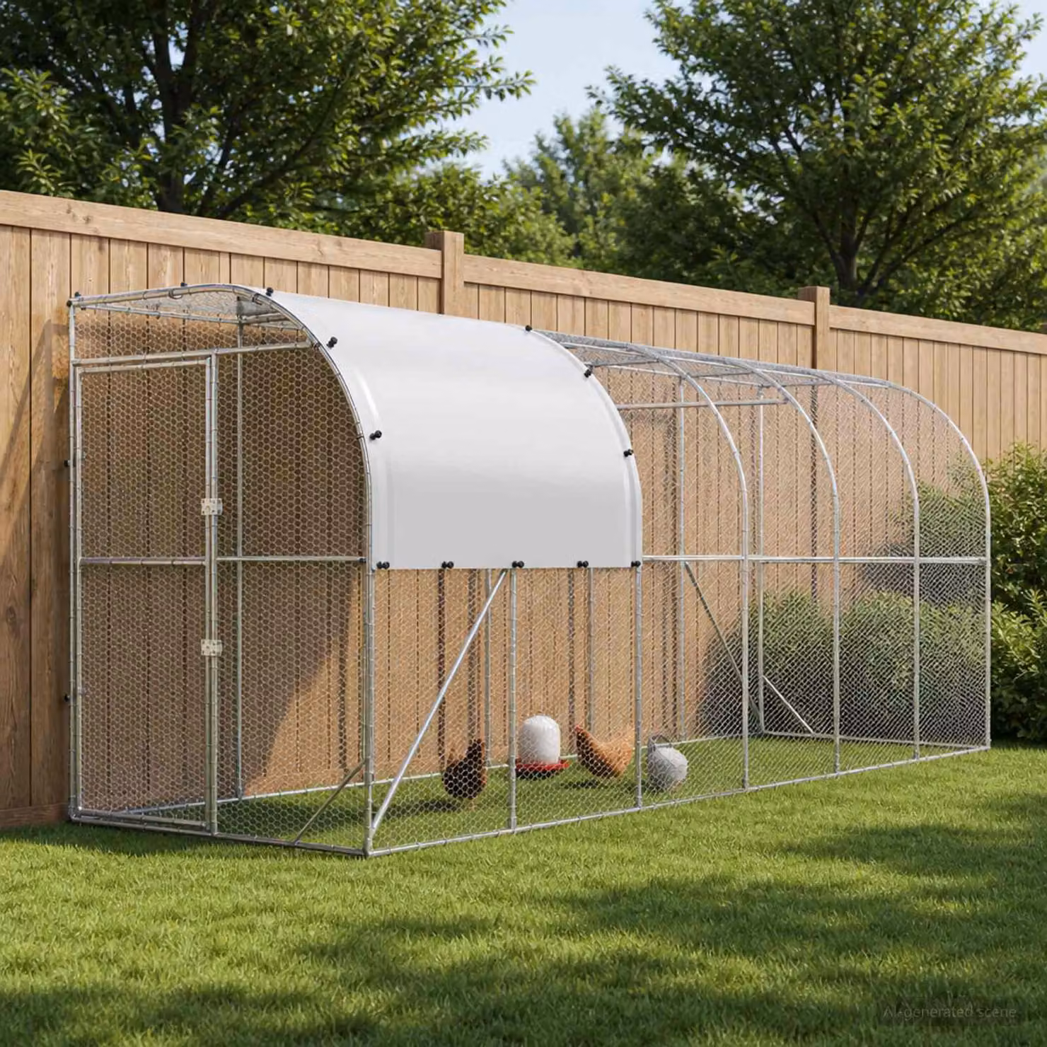 vidaXL Gabbia per Polli Contro il Muro Argento 600 x 150 x 215 cm
