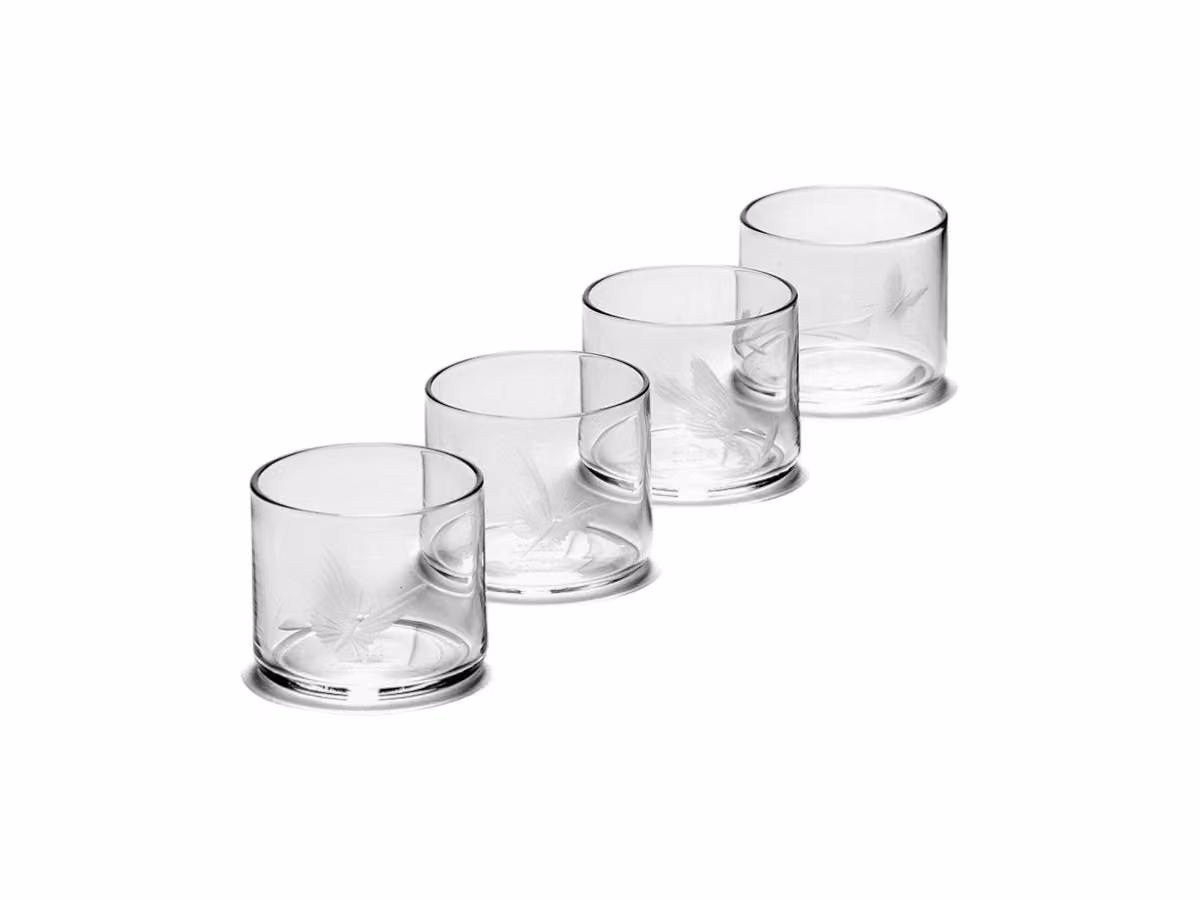 Unity Bicchiere da Shot con Incisioni Diverse - Set di 4 pezzi