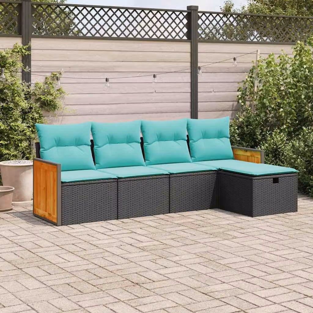 Maison Exclusive - Set Divani da Giardino 5 pz con Cuscini in Polyrattan Nero