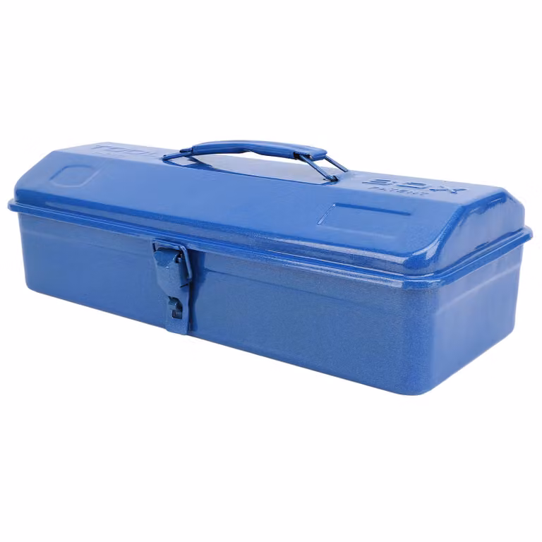 Cassetta degli attrezzi blu, cassetta degli attrezzi in metallo, cassetta degli attrezzi dell'organizzatore di stoccaggio, cassetta degli attrezzi, cassetta degli attrezzi blu, organizzatore portatile degli attrezzi