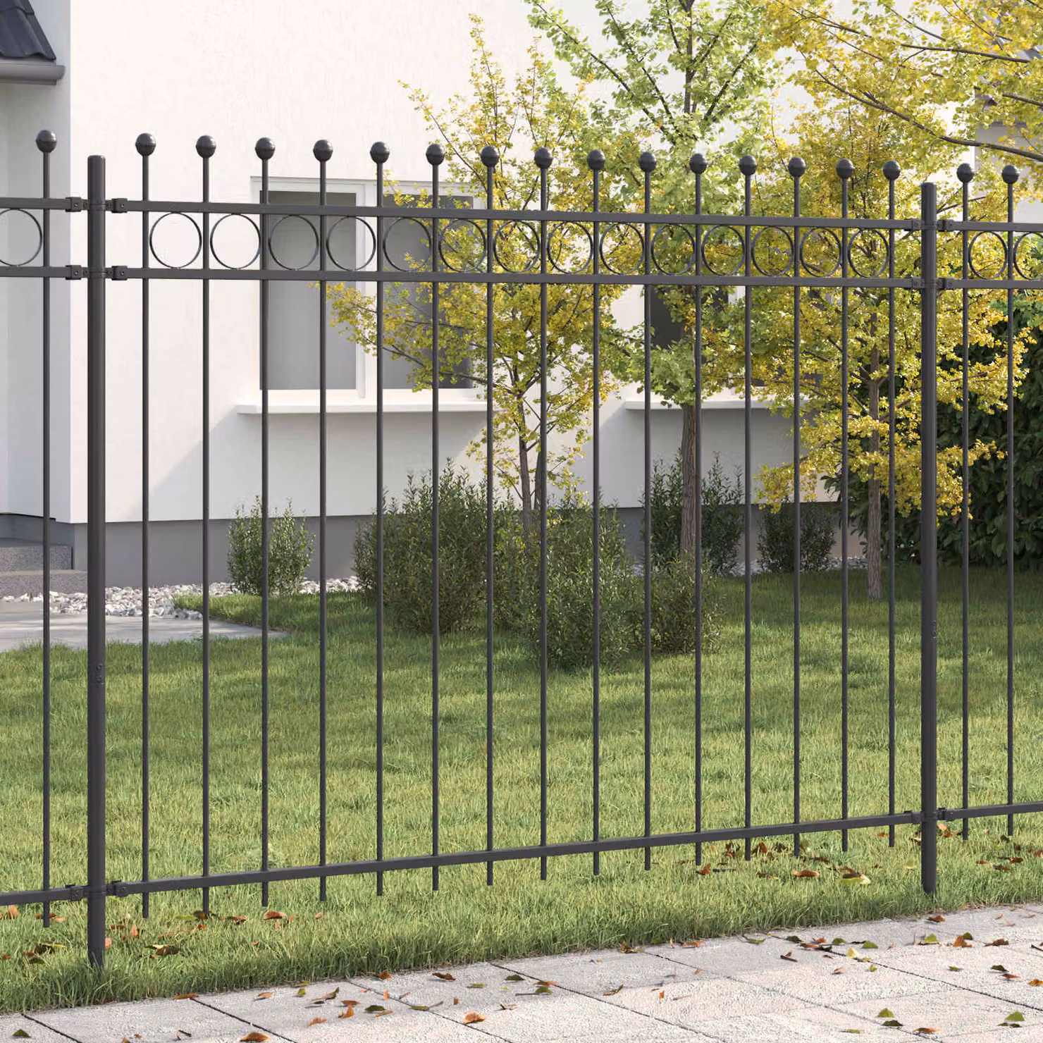 Recinzione a cerchio vidaXL TILBURG in acciaio nero 200 x 200 cm