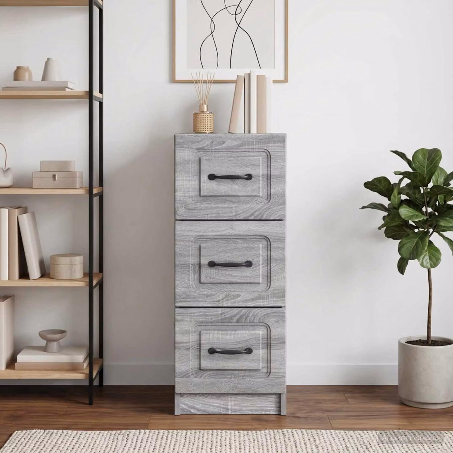 Carrello mobile con cassetti vidaXL Grigio Sonoma L 33 cm x P 34,5 cm x H 87 cm