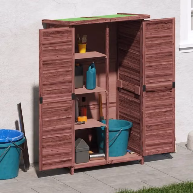 Rimessa da Giardino Moka Videx in Legno Massello di Pino Marrone L: 83 cm, P: 57 cm, H: 140 cm – 1
