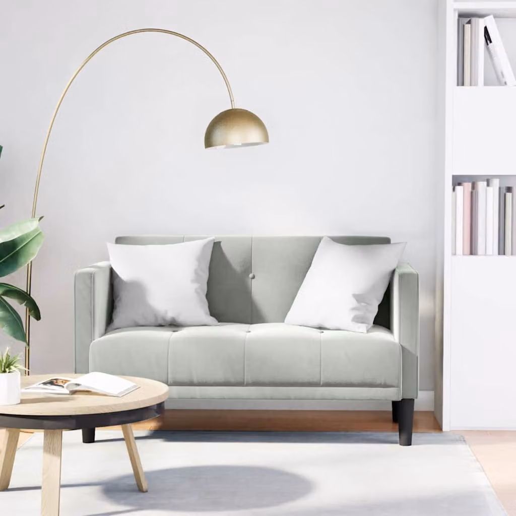 Divanetto vidaXL in velluto grigio moderno L: 111 cm, P: 67 cm, H: 74,5 cm
